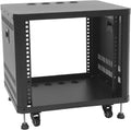 9U Stereo & Studio Rack with Wheels, Open Frame Audio Rack Cabinet, Rolling Network Cabinet, Network Devices Storage Rack Cabinet (Black, 9U)