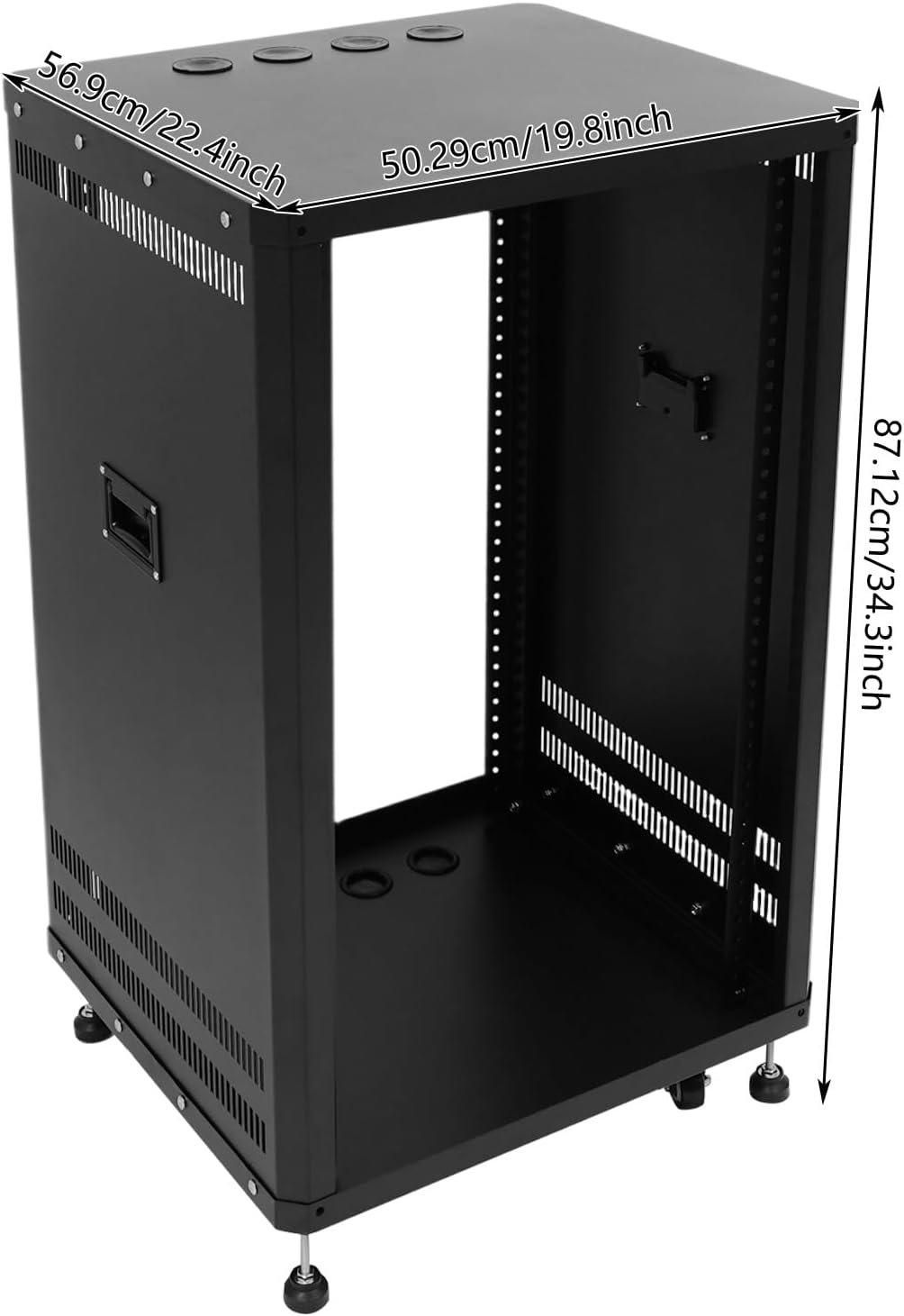 18U Stereo & Studio Rack with Wheels Rolling Network Cabinet Open Frame Audio Component Rack Cabinet Recording Studio Racks with Lifting Handle for Video Music Recording & IT Equipment-Black