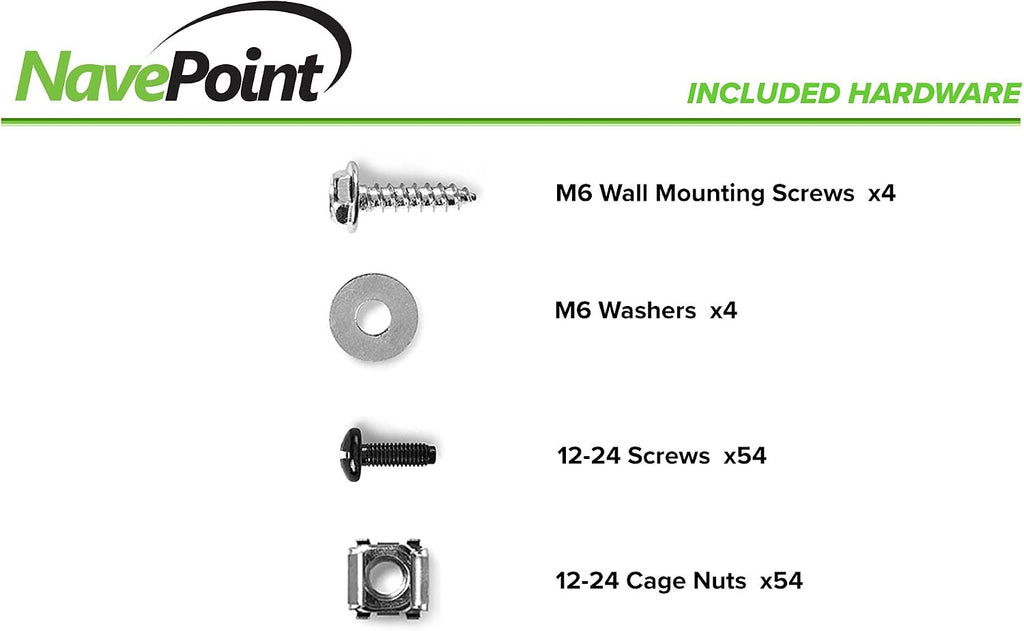 NavePoint 9U Open Frame Wall Mount Server Rack for 19' Networking IT Equipment & A/V Gear, 24.81' Depth, 198 lbs Weight Capacity, 12-24 Threaded