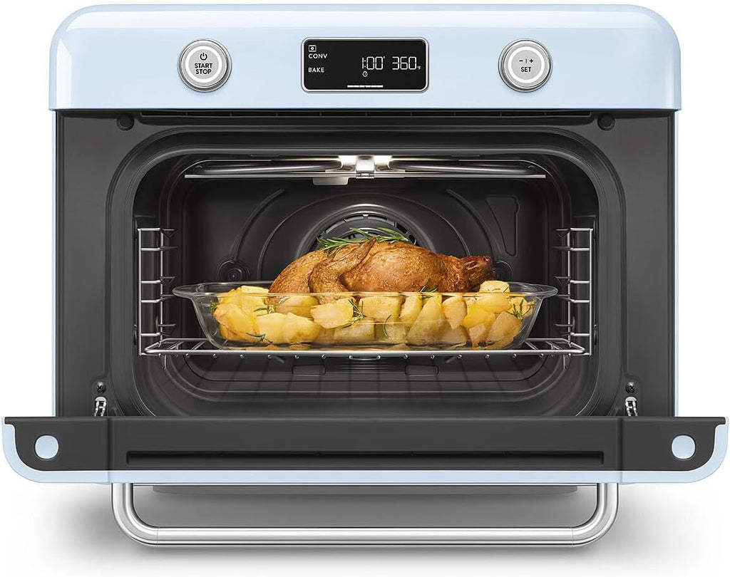 SMEG COF01Countertop Combi Oven - Multi-Function Grill, Air Fry, Steam, Bake, Convection, Defrost, and Warm, 10 Cooking Functions - Made In Italy (Pastel Blue)
