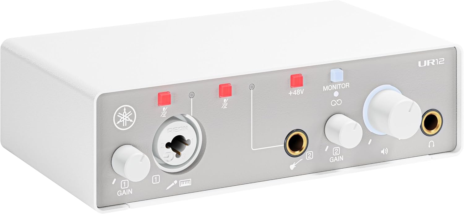 Yamaha 2-in/2-out USB-C Audio Interface with 24-bit/192kHz Support, 1 Combo/1 TRS inputs, Direct Monitoring, Loopback, and Steinberg Software Suite, White UR12MK3 W