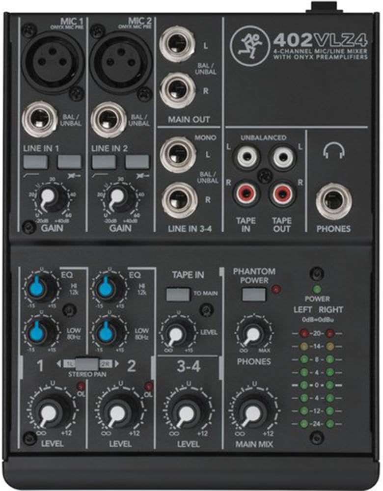 Mackie 402VLZ4 4-Channel Ultra-Compact Mixer Bundle with G-MIXERBAG-0608 Padded Nylon Mixer/Equipment Bag Kit