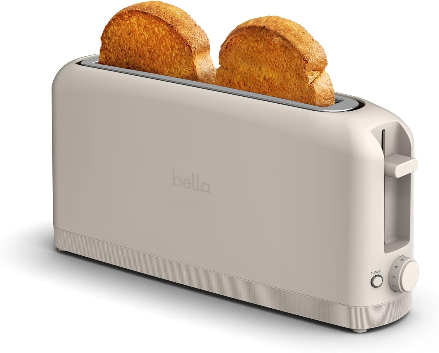 bella 2 Slice Slim Toaster,Fits-anywhere™ Kitchenware,6 Setting Shade Control with Reheat & Cancel Buttons,Fits sourdough,10' Long Slot,Anti Jam & Auto Shutoff,900 Watt,Oatmilk,(Pack of 6)