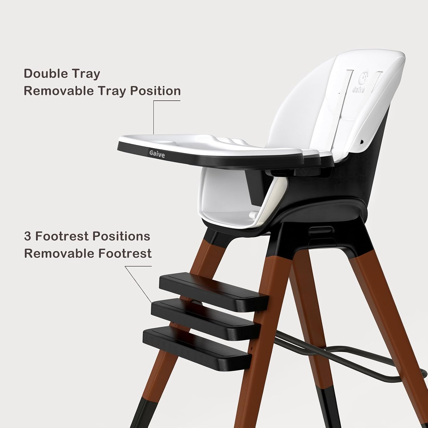 GAIVE 8 in 1 Convertible Wooden High Chair, Adjustable Baby High Chair for Babies and Toddlers with Tray, Easy to Clean, Grow with Family|Booster|Learning Table|High Stool