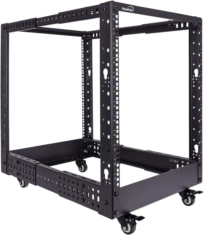 NavePoint 4-Post Open Frame Racks 19-inch Standard, Adjustable 22'-40', Square Holes/Cage Nuts - Parent