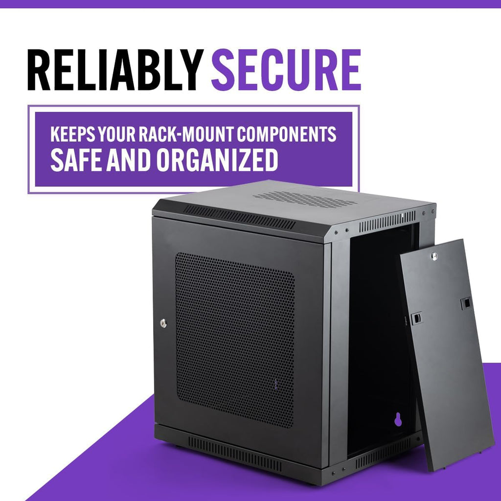 On-Stage RKD1200 12U Wall-Mount Knock-Down Rack, Enclosed Steel Cabinet for Rack-Mount Components, Black (RKD1200)