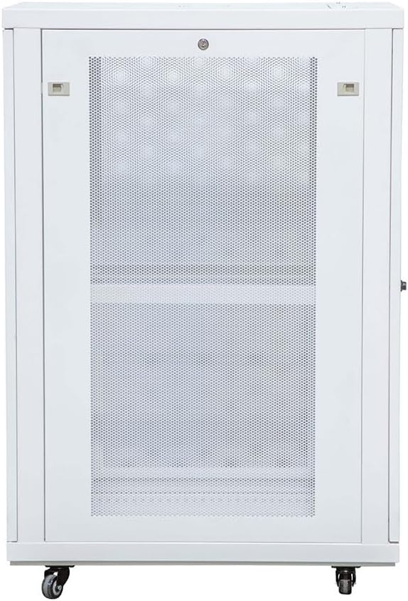 NavePoint 24U Network Cabinet with Perforated Door 24U Wall Mount Server Cabinet White 19' Rack for IT Equipment, AV Devices, Networking Equipment 33' Deep Mid-Depth Server Rack Enclosure