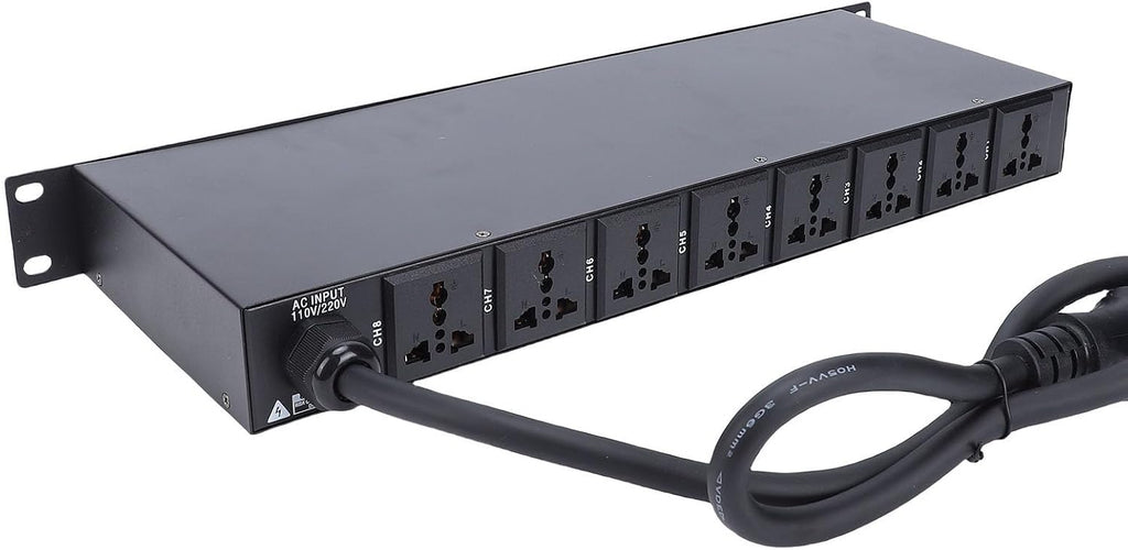 10 Outlet Power Sequencer, High Power Audio Equipment Power Controller with Digital Voltage Display, for Stage Amplifier Studio PA System AV Equipment (US Plug)