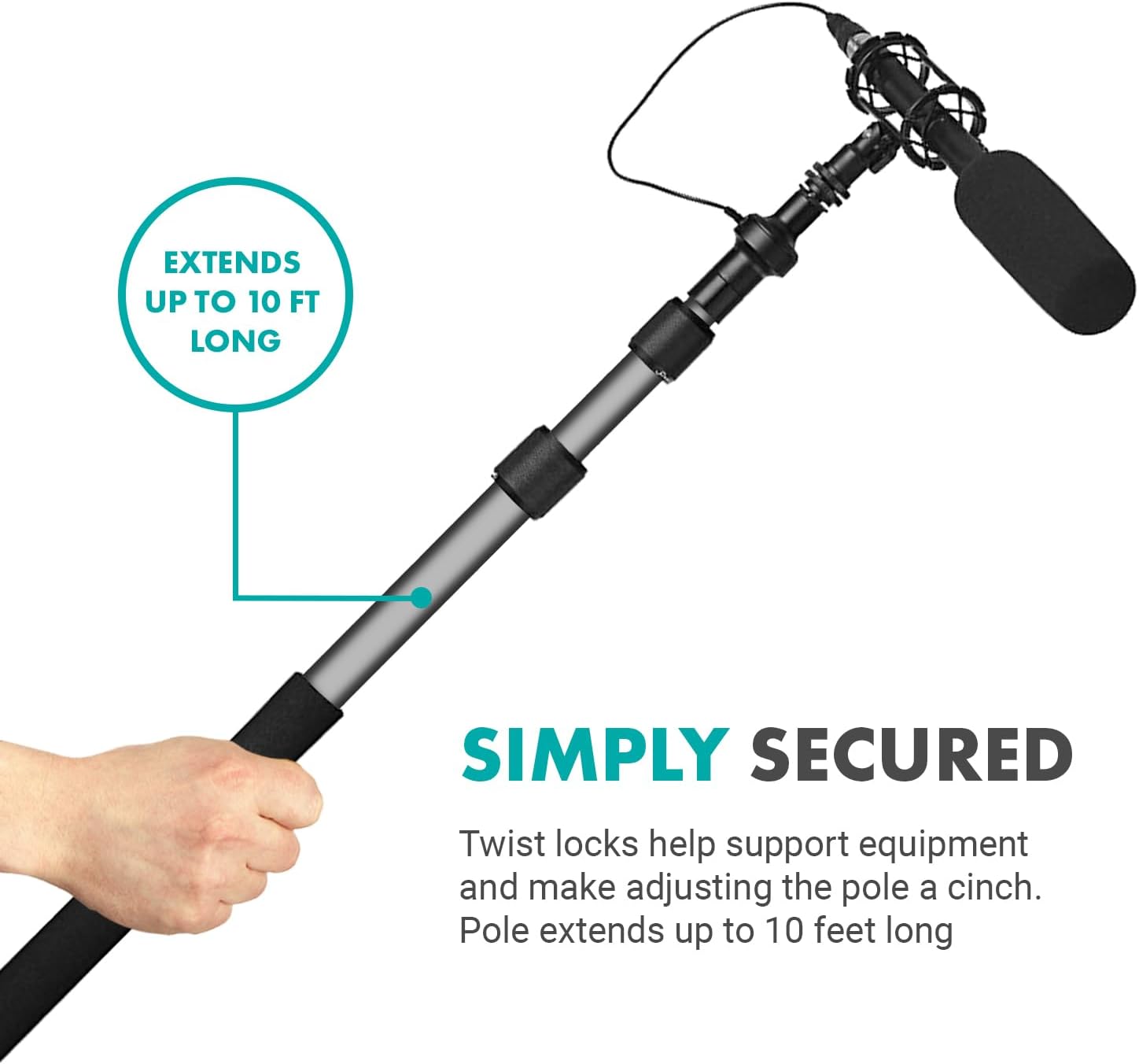 Movo XLR Shotgun Microphone & Boom Pole Kit – Professional Location Sound Recording Bundle with Shotgun Mic and Boompole with Internal XLR Cable for Filmmaking, ENG, and Broadcast Audio