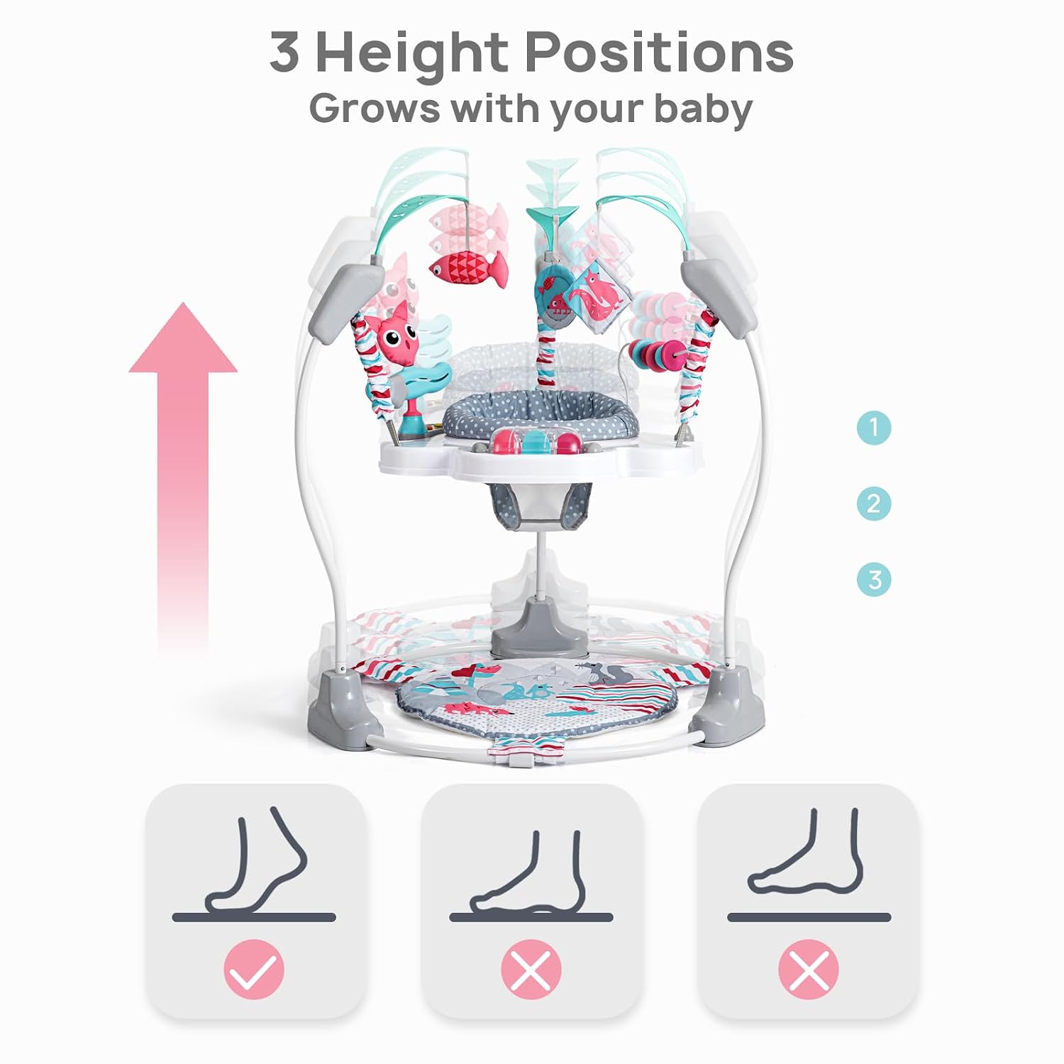 Portable Baby Activity Center Play Center 7-18 Months and Developmental Toys 7-18 Months,Pink