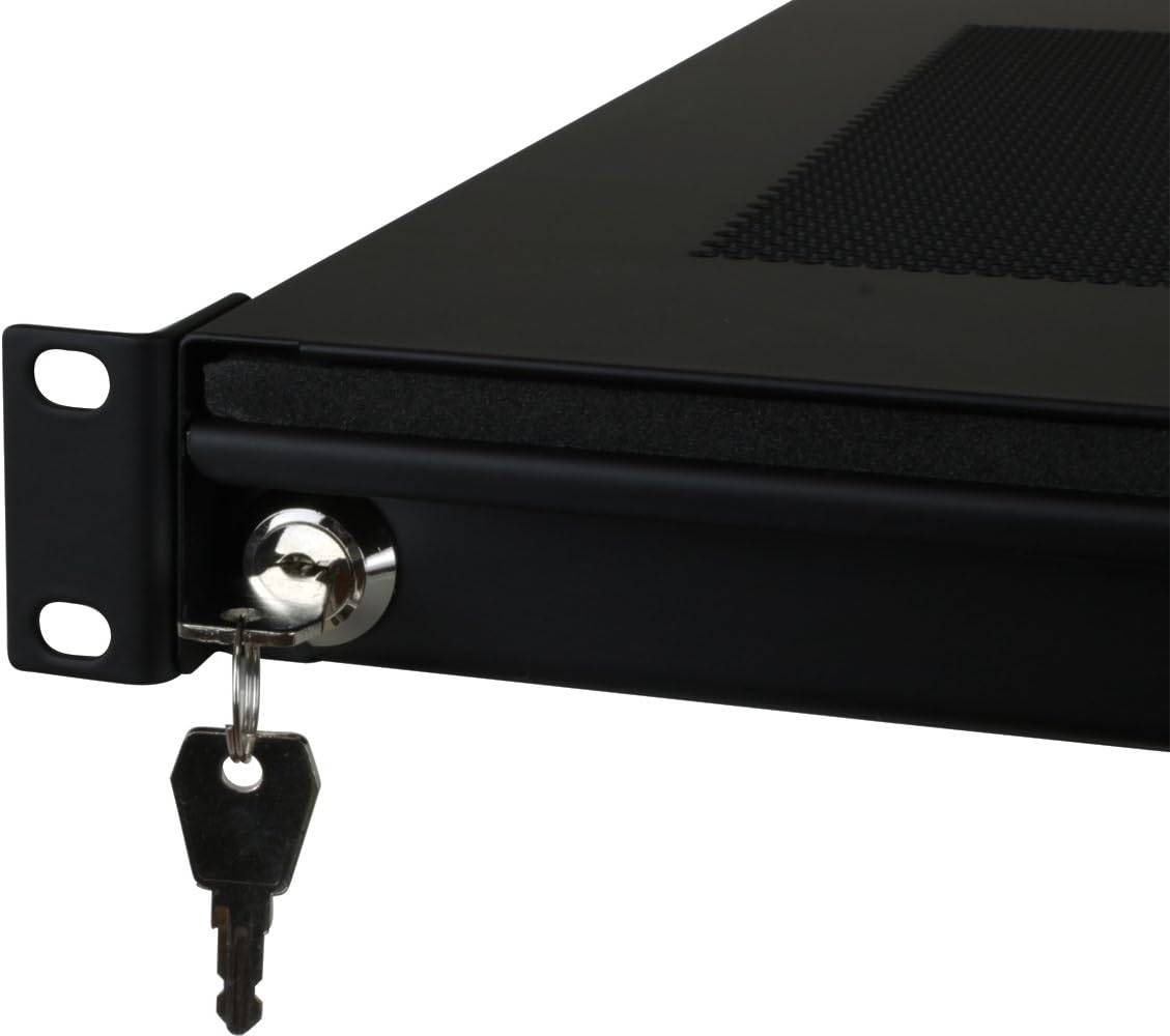 Penn Elcom EX-6301B 19 Inch Rack Mountable Vented Laptop/Tablet Drawer with Foam Wrist-Pad Support, Key Lock and Rear Cable Access
