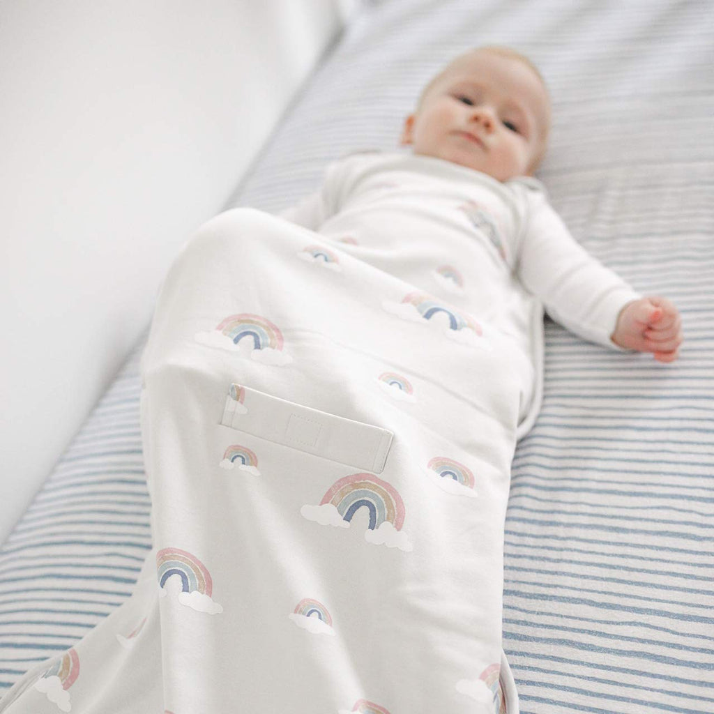 Woolino 4 Season Ultimate Baby Sleep Sack, Merino Wool Baby Sleeping Bag, Organic Cotton Outer, Adjustable 2-24 Months Size Fits Infants & Toddlers - Rainbow