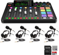 Rode RODECaster Pro II Audio Production Studio Bundle with 4x Zoom ZDM-1 Podcast Mic Packs, 32GB microSD Card and StreamEye Polishing Cloth