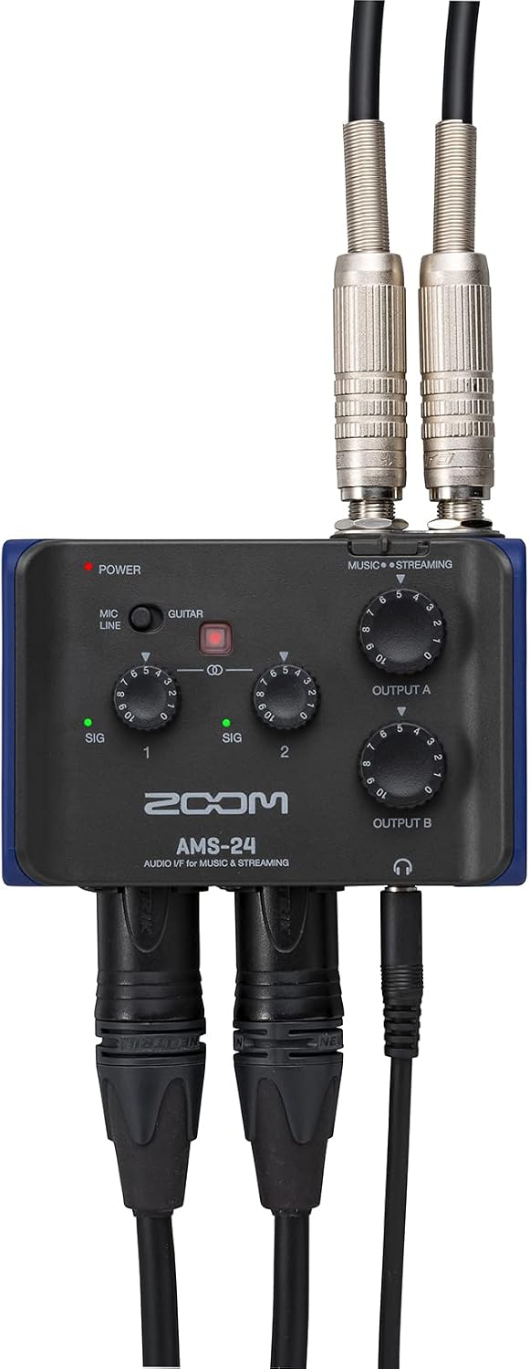 Zoom AMS-24 USB Audio Interface for Musicians & Podcasters with 2 Inputs, 4 Outputs, Loopback, Direct Monitoring & Bus Power for PC, Mac, iOS & Android