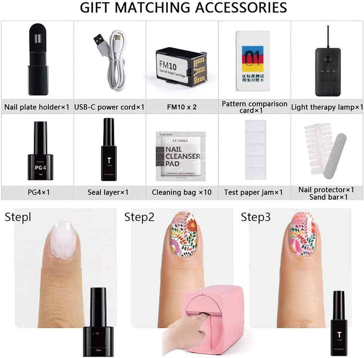3D Nail Printer for Kids Beginners Safe Portable Device Salon-Grade Mobile Nail Printer,30s Fun Painting, 1000+ Cartoon Designs,with 2 Ink Cartridges, Each Cartridge Can Print 300 Nails B