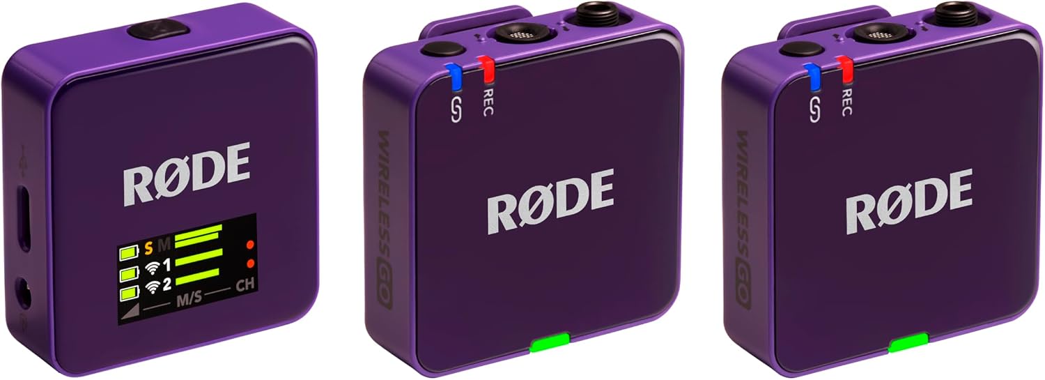 RØDE Wireless GO (Gen 3) – Compact Wireless Mic – Pristine Audio, 32-bit Float Recording, Automatic Level Control, for Phones, Cameras and Computers (Purple)