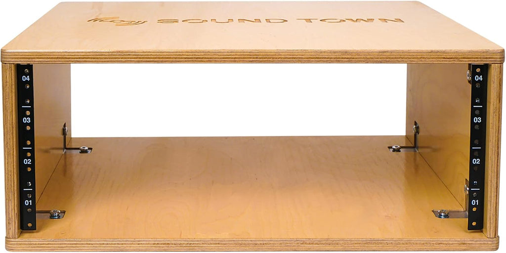 Sound Town DIY 4U Studio Rack with Baltic Birch Plywood, Golden Oak, Assembly Required (SDRK-Y4)