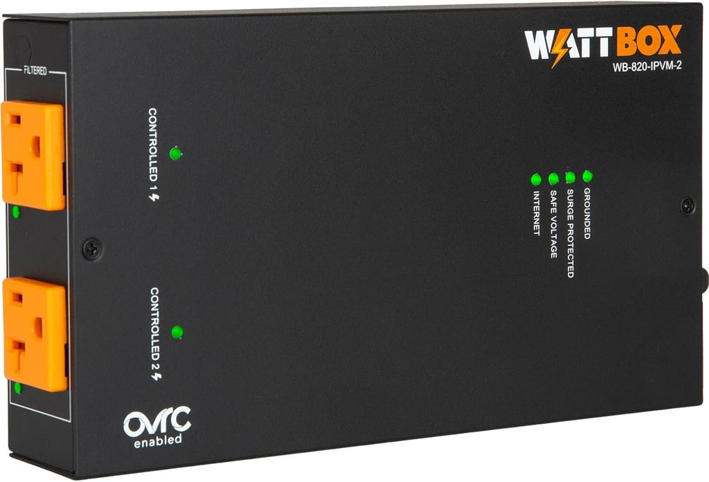 WattBox® 820 Series 20A Power Conditioner with 2 Metered & Individually IP Controlled Outlets (WB-820-IPVM-2)