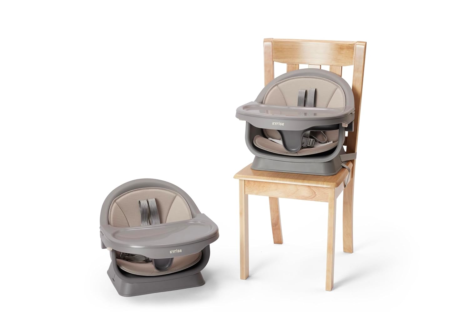 5-in-1 High Chair for Baby & Toddler - Convertible Baby Dining Seat - Portable Floor/Booster Seat - Adjustable Tray w. Cover - 5-Point Harness - Building Block Table & Chair - Stool (Gray)