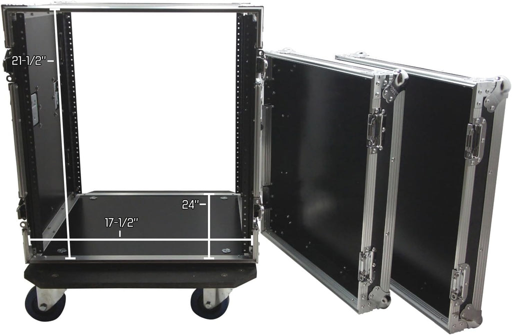 Harmony Audio Cases HC12UADC Flight DJ Amp 12U Veritcal Rack Amplifier DJ Case Wheels