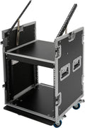 10U PA DJ Rack with Wheels, Rolling Studio Equipment Cabinet with Locking Drawer, 660 lbs Load Capacity Heavy Duty Audio Work Table Case, Mixer Amplifier Rack Stand (29.13*22.05*30.12in, Black)
