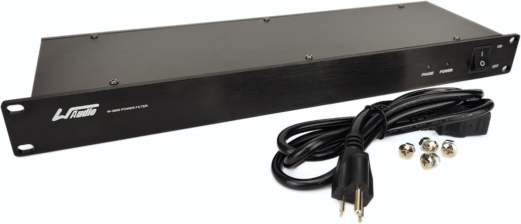 WAudio Rackmount 1U Line Conditioner - AC Noise Power Filter, Surge Protection with Phase Detect