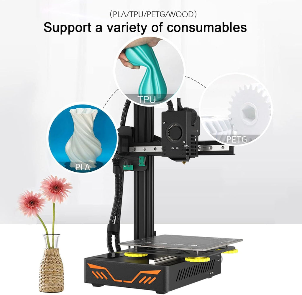 Gonetre Small 3D Printer for Kids Adults Beginners High Double Rail Fast Cooling Quiet DIY 3D Printing Machine for Home Alloy Steel 180x180x180mm (US Plug)