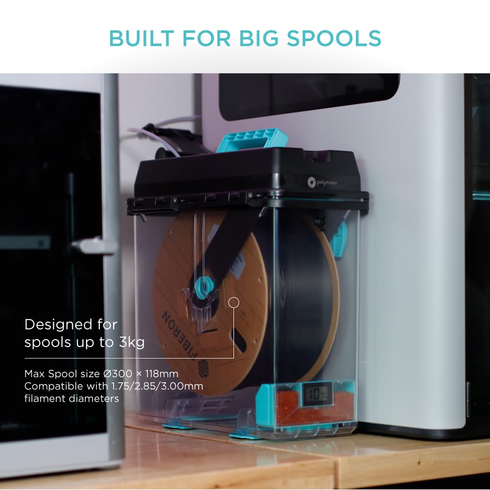 Polymaker PolyDryer Box XL 2-Pack Sealed Filament Storage Box, Fits up to 3kg Spools, Print Without Breaking the Seal, Compatible with 1.75/2.85/3.00mm Filament