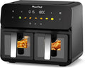 10QT Dual Air Fryer, Double Basket Air Fryer with 2×5QT Baskets, Digital Touchscreen Control, Easy-View Window, SyncCook Function, Cook 2 Dishes at Once for Family of 4-6, 1700W,Black