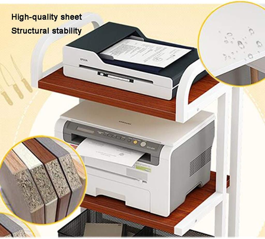 Printer Stand 3 Shelf Mobile Printer Stand Paper Organizer 3D Printer Media Cart, Printer Rack with 4 Swivel Wheels (Color: Black-a) (
