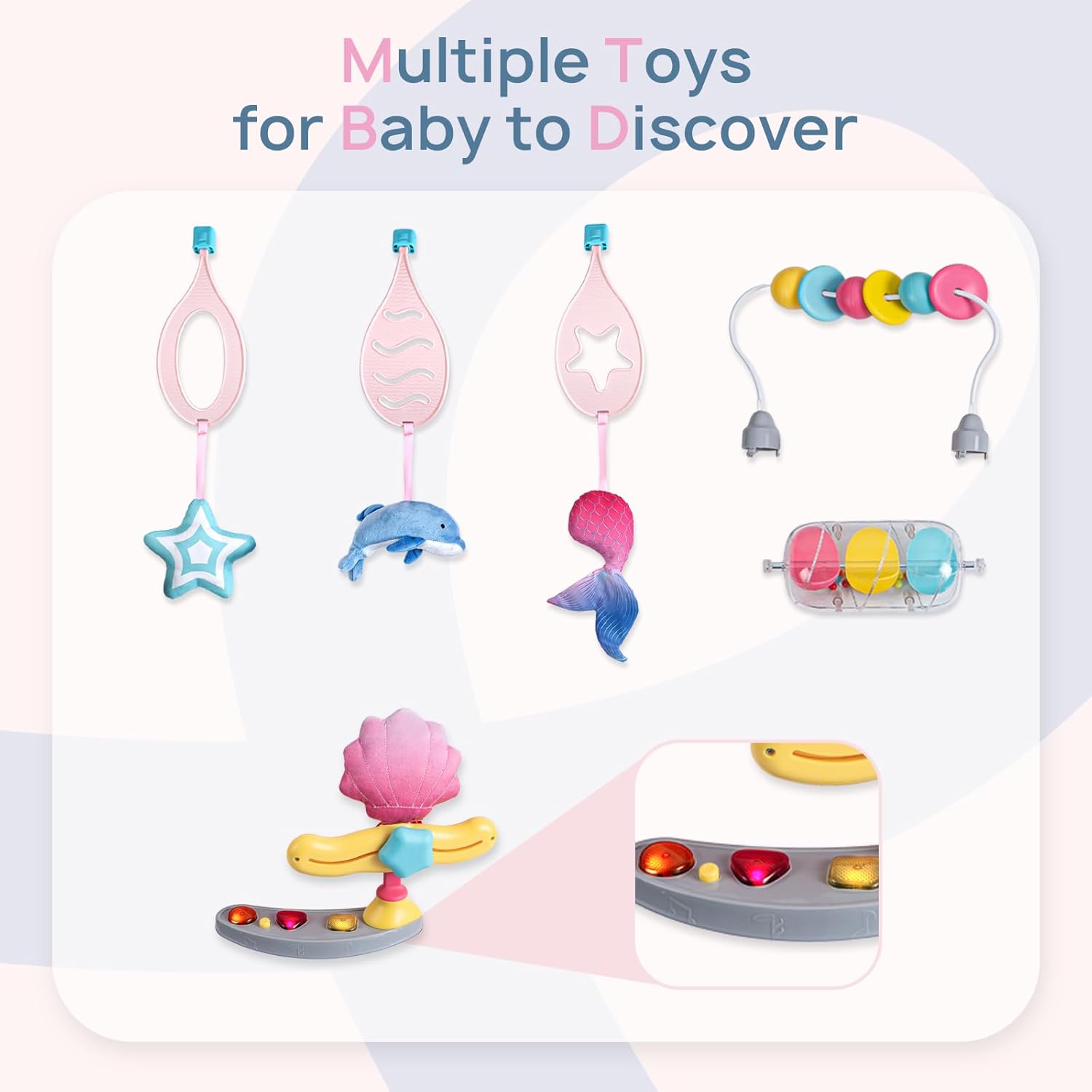 Baby Activity Center, Baby Jumper Activity Center with Music, Interactive Toys, 360° Rotating Seat, 3 Adjustable Heights, Infant Activity Jumper for 6+ Months (Mermaid)