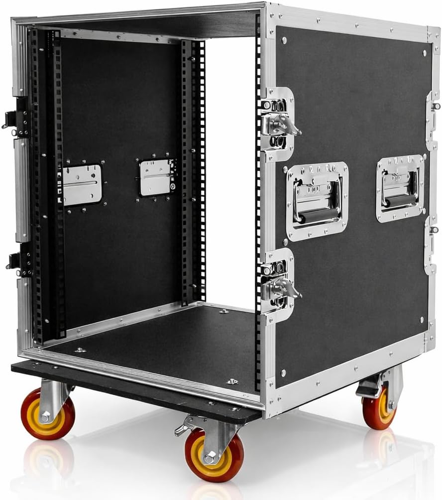 Seismic Audio SATAC12U 12U ATA Rack Case with Casters – Heavy Duty 19 Inch Road Rack for Amplifiers, Mixers, Wireless Systems