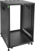 RIVECO POMU 18U Stereo & Server Rack with Caster Wheels, Rolling Network Cabinet, Open Frame for 19 inches Audio Video Music Recording & IT Equipment, Obtuse Angel, Lifting Handle