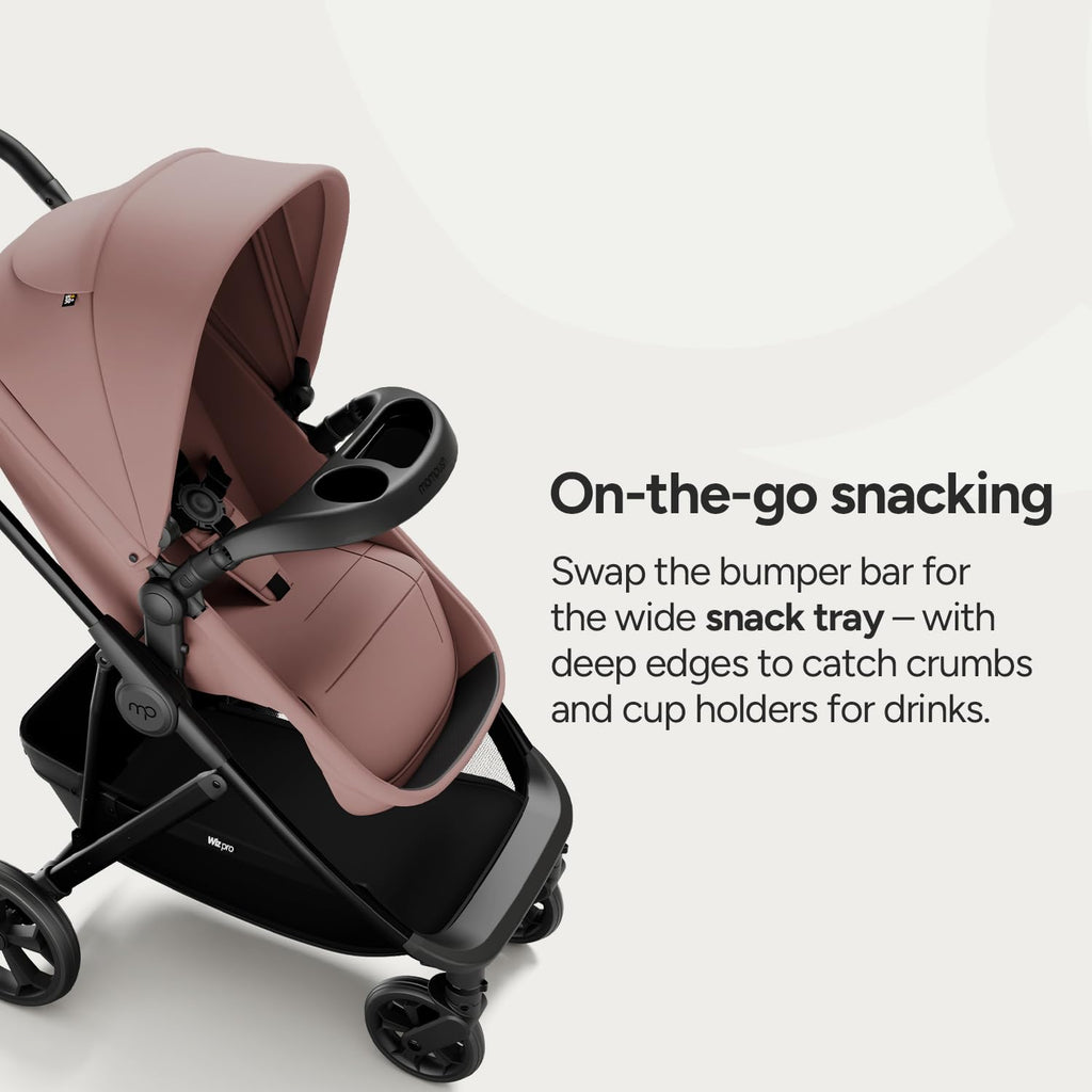 Mompush Wiz Pro 2-in-1 Baby Stroller, Full-Size All-Terrain Premium Stroller with Newborn Mode and Reversible Seat, Snack Tray Included, Large UPF 50+ Canopy & Storage Basket
