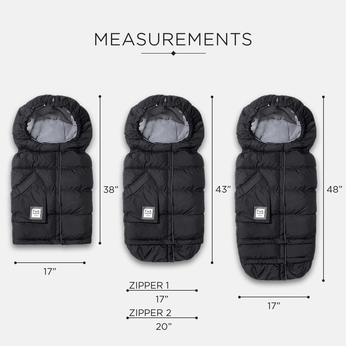 7AM Enfant Stroller Blanket 212 - Adjustable Baby Car Seat Zipped Blanket for Babies Winter, Unisex Multi Purpose Fleece Lined Warm Hooded Toddler Footmuff Water Repellent | (6M - 4T)