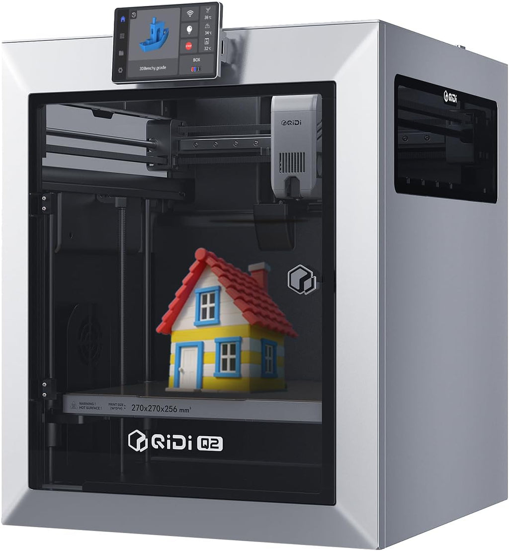 QIDI Q2 3D Printer 2025 Upgrade, Enclosed FDM with 65℃ Heated Chamber, Ultra Air Filtration, 600mm/s High Speed, AI Camera, Full Auto Leveling, 270x270x256mm Build Volume, from Beginner to Expert
