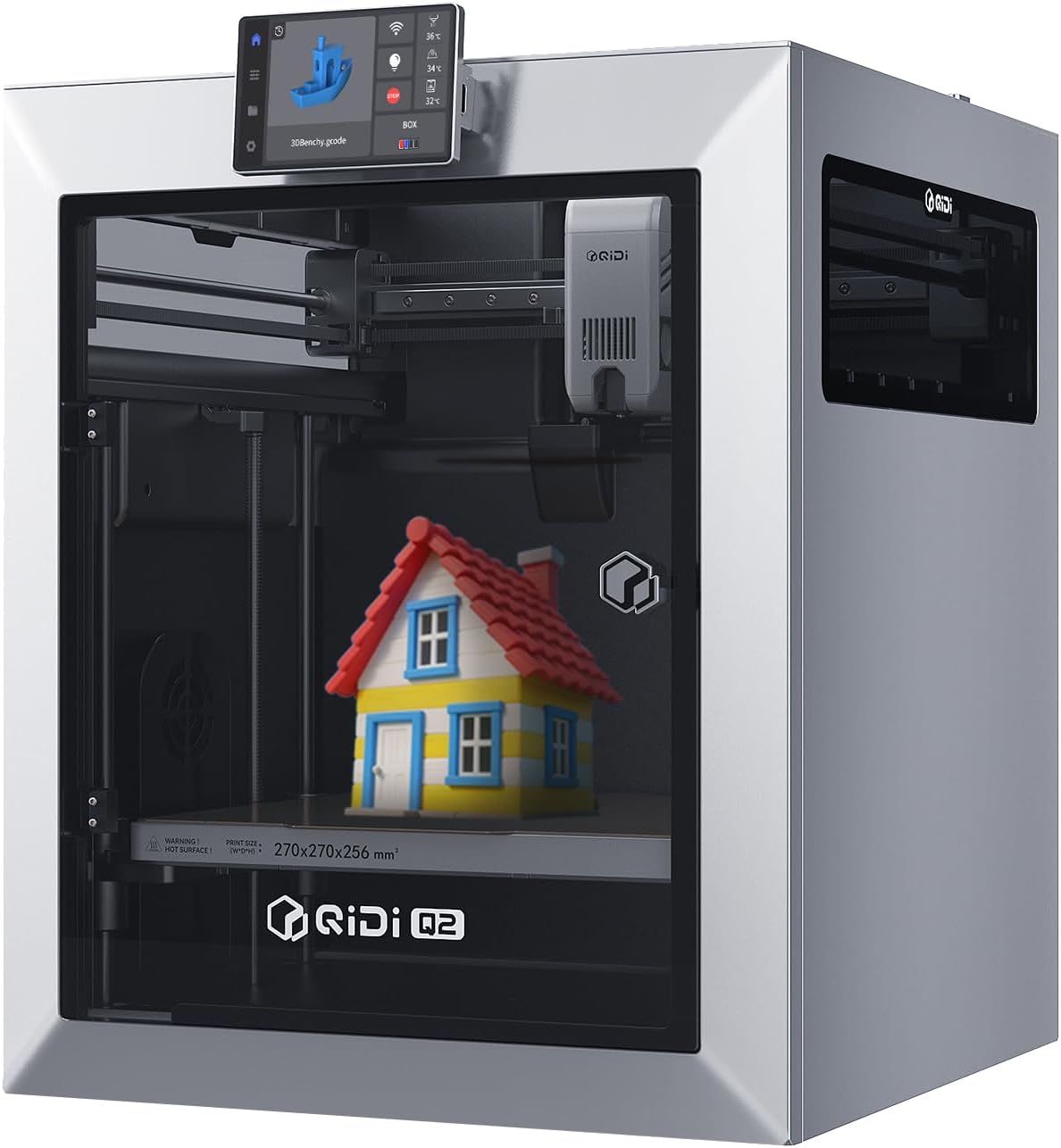 QIDI Q2 3D Printer 2025 Upgrade, Enclosed FDM with 65℃ Heated Chamber, Ultra Air Filtration, 600mm/s High Speed, AI Camera, Full Auto Leveling, 270x270x256mm Build Volume, from Beginner to Expert