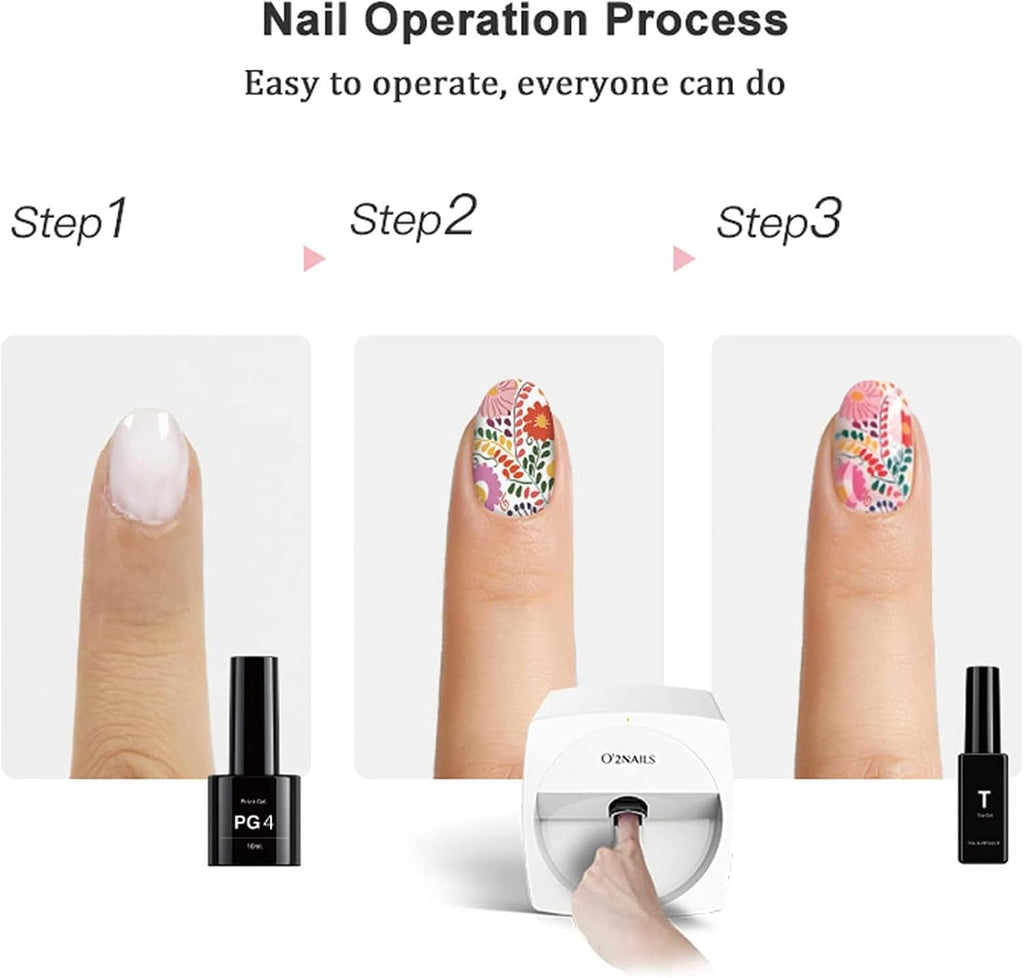 Portable 3D Nail Painting Machine - Digital Mobile Nail Art Printer Control Through Free Mobile App for DIY Nail Art at Home or Salon Gifts for Cute Girls and Women
