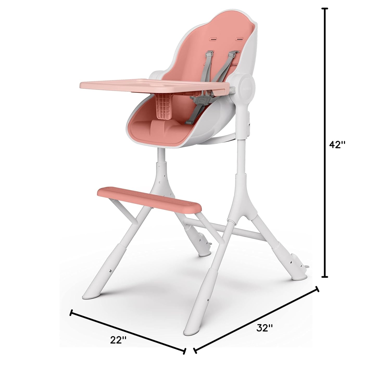 Oribel Cocoon Z High Chair & Baby Lounger | Perfect High Chair for Toddlers/Newborns | Glides Easily on All Surfaces | Secure Locks | Convertible Chair for Feeding (Cotton Candy Pink)
