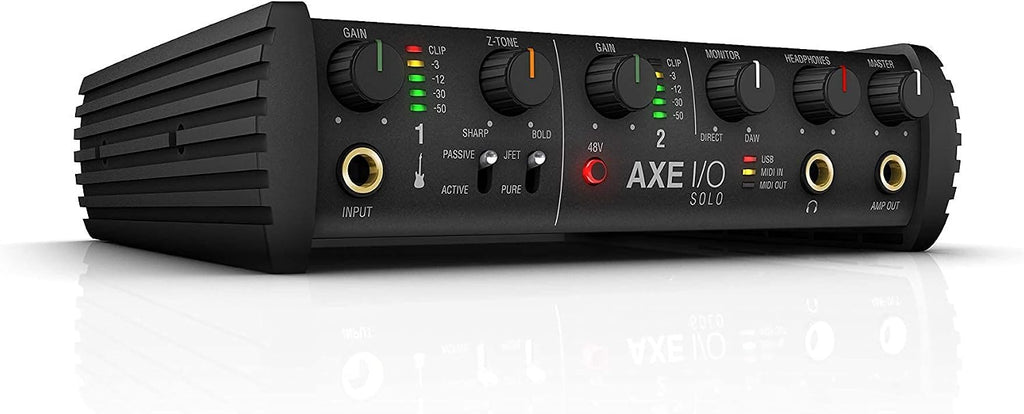 IK Multimedia AXE I/O SOLO premium 2-in 3-out 24-bit, 96 kHz USB audio interface for Mac/PC with advanced guitar tone shaping, Hi-Z re-amp out and massive AmpliTube and TONEX software bundle