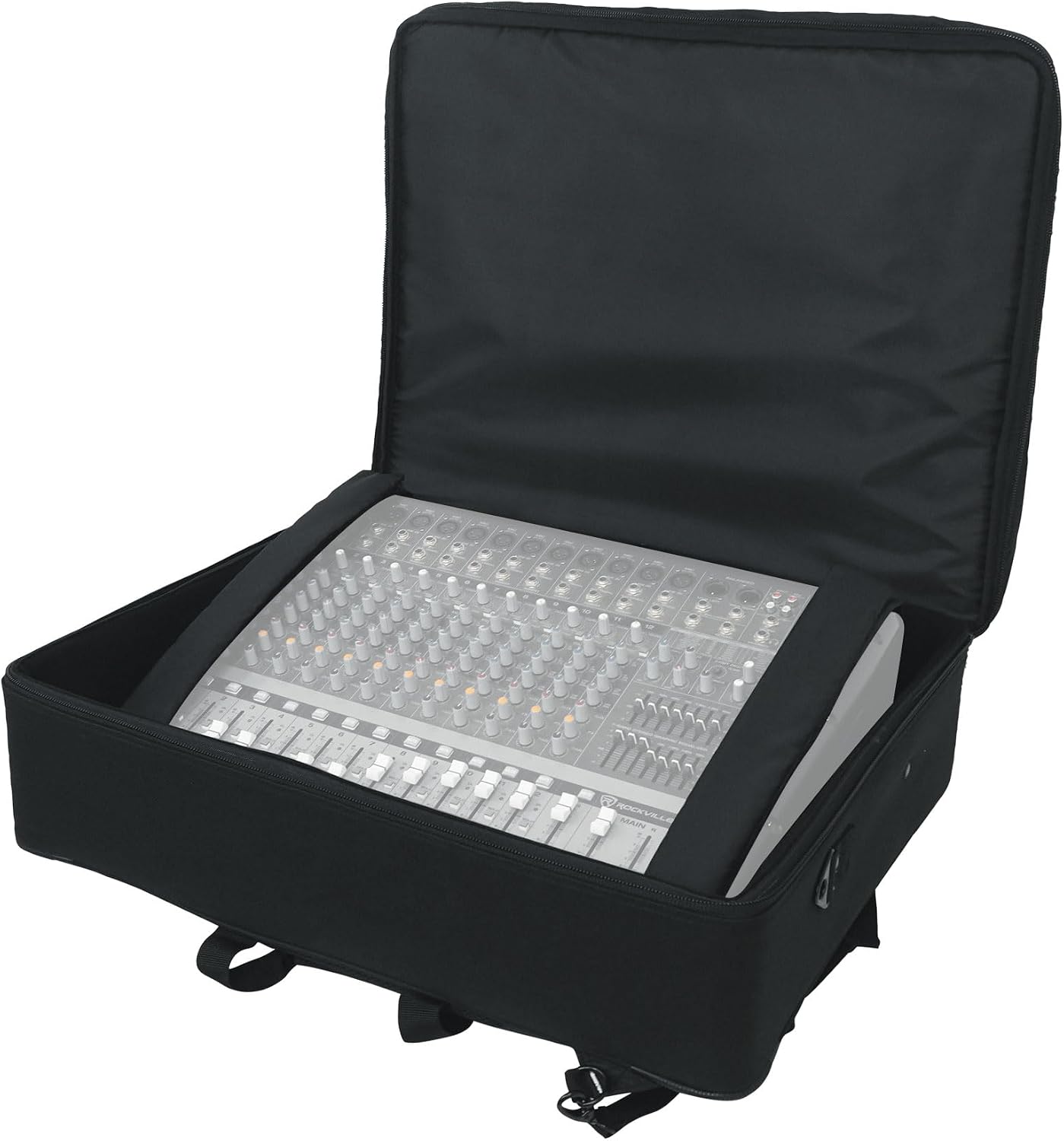 Rockville BP-MIX2621 Padded Mixer Bag Semi-Rigid, Interior Straps, 26'x21'x8.5', 7 Dividers, 7 Compartments, For DJs, Live Sound, and Studio Use
