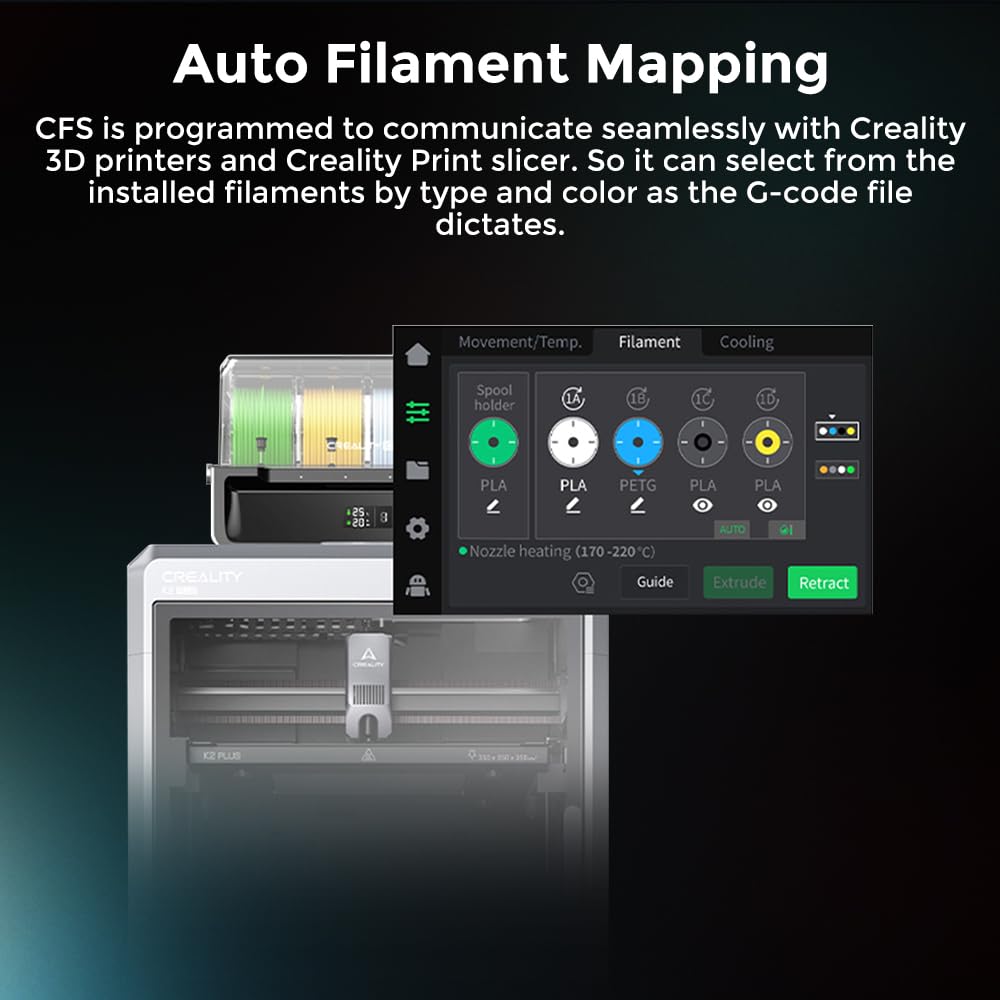 Creality Official CFS Multicolor 3D Printing System - 16 Color Auto-Switch, Anti-Moisture Storage, Upgrade Kit for K1/K1 MAX/K1C/K2/K2 Plus 3D Printers