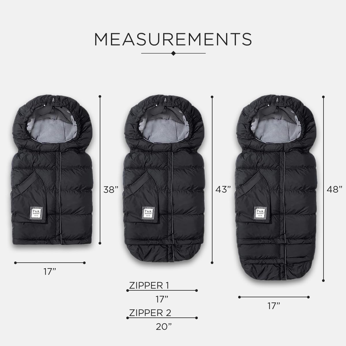 7AM Enfant Stroller Blanket 212 - Adjustable Baby Car Seat Zipped Blanket for Babies Winter, Unisex Multi Purpose Fleece Lined Warm Hooded Toddler Footmuff Water Repellent | (6M - 4T)