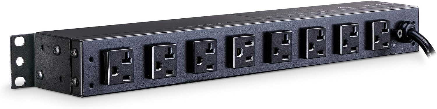 CyberPower PDU20M2F8R Metered PDU, 100-125V/20A (Derated to 16A), 10 Outlets, 1U Rackmount, 15 Foot Power Cord