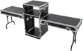14U PA DJ Rack with 2 DJ Table Tops - Mobile Studio Rack Cabinet With Wheels for Live Sound, Recording Equipment & Network Systems, Heavy Duty Steel Construction - 660Lbs