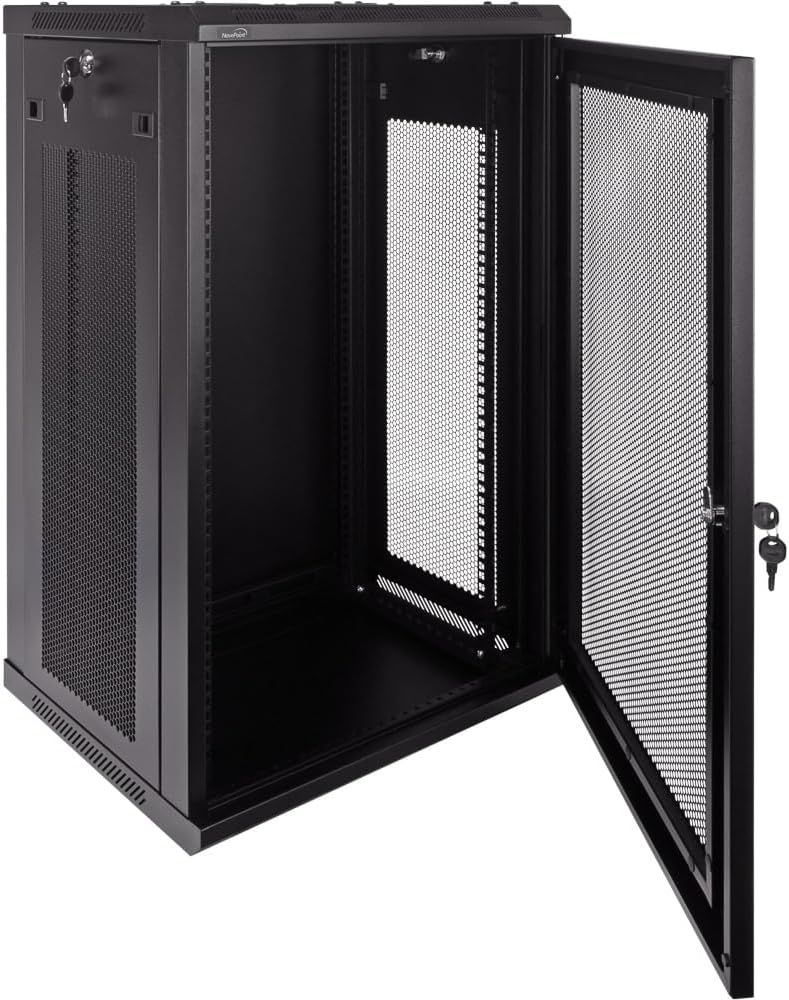 Navepoint 18U Deluxe IT Wallmount Cabinet Enclosure 19-Inch Server Network Rack with Locking Perforated Door 16-Inches Deep Black
