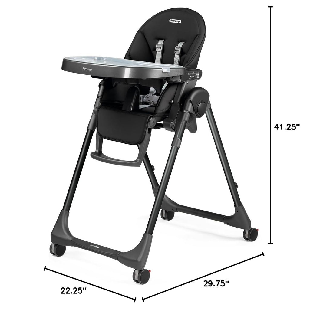 Peg Perego Prima Pappa Zero 3 - High Chair - for Children Newborn to 3 Years of Age - Made in Italy - True Black (Black)