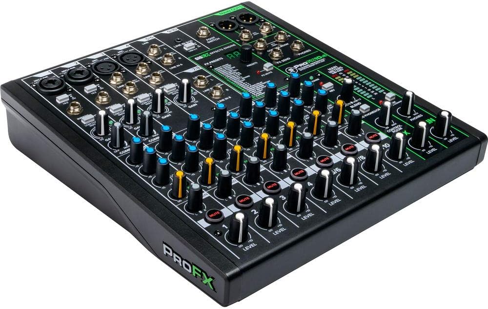 Mackie ProFX10v3 10-Channel Sound Reinforcement Mixer with Built-In FX, Gator Cases G-MIXERBAG-1515 Mixer Bag & Stereo Cable 10' Bundle