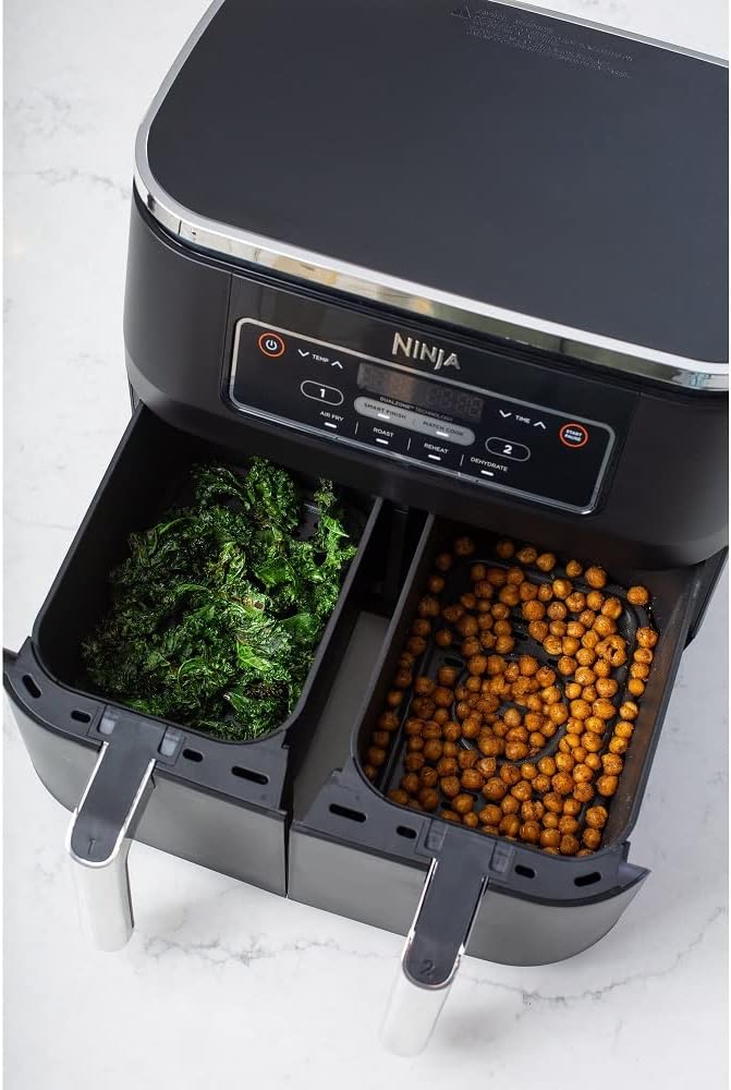 Ninja DZ100 Foodi 4-in-1, 8-qt., 2-Basket Air Fryer with DualZone Technology (Renewed), DZ100 8-qt BLACK