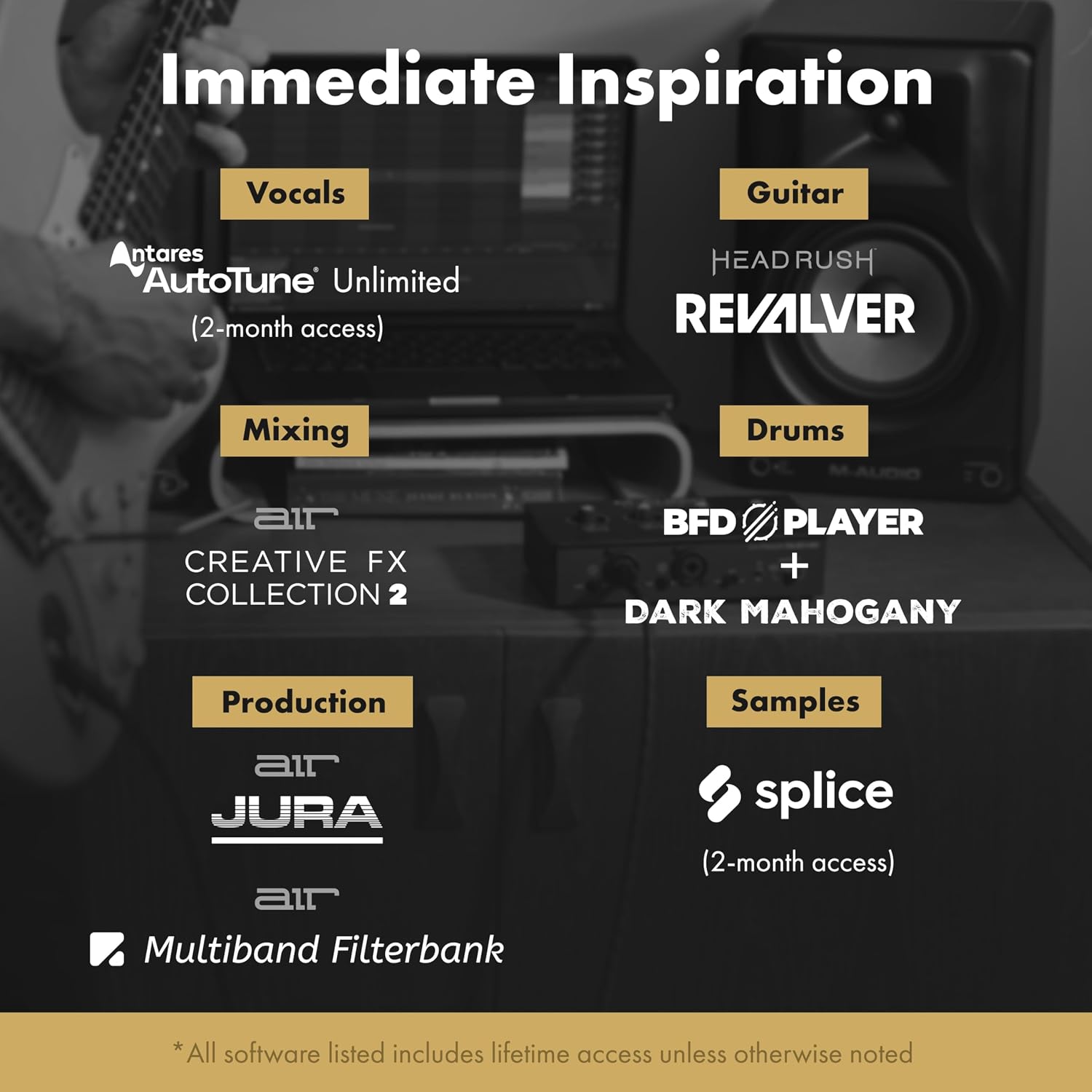 M-AUDIO M-Track Duo HD Audio Interface, M100 Condenser Microphone and HDH41 Studio Monitoring Headphones for Recording, Producers, Content Creators and Podcasters